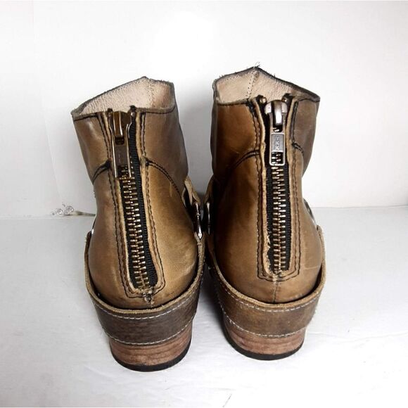 FREEBIRD BY STEVEN WOMEN'S SANTIAGO SIZE 6 Gray ANKLE DISTRESSED HARNESS  BOOTS - Picture 10 of 14